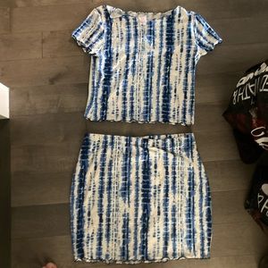 Blue and white crop top and skirt